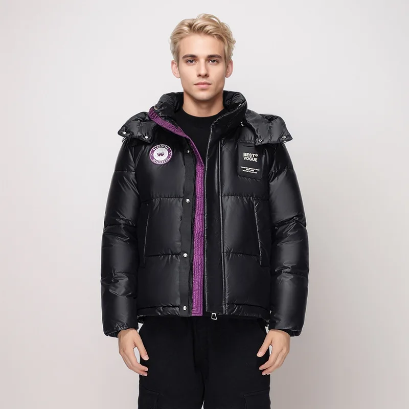 

Classic Warm Zijin Short Cotton-Padded Hooded Jacket for Men And Women Windproof Fashion Winter Outerwear