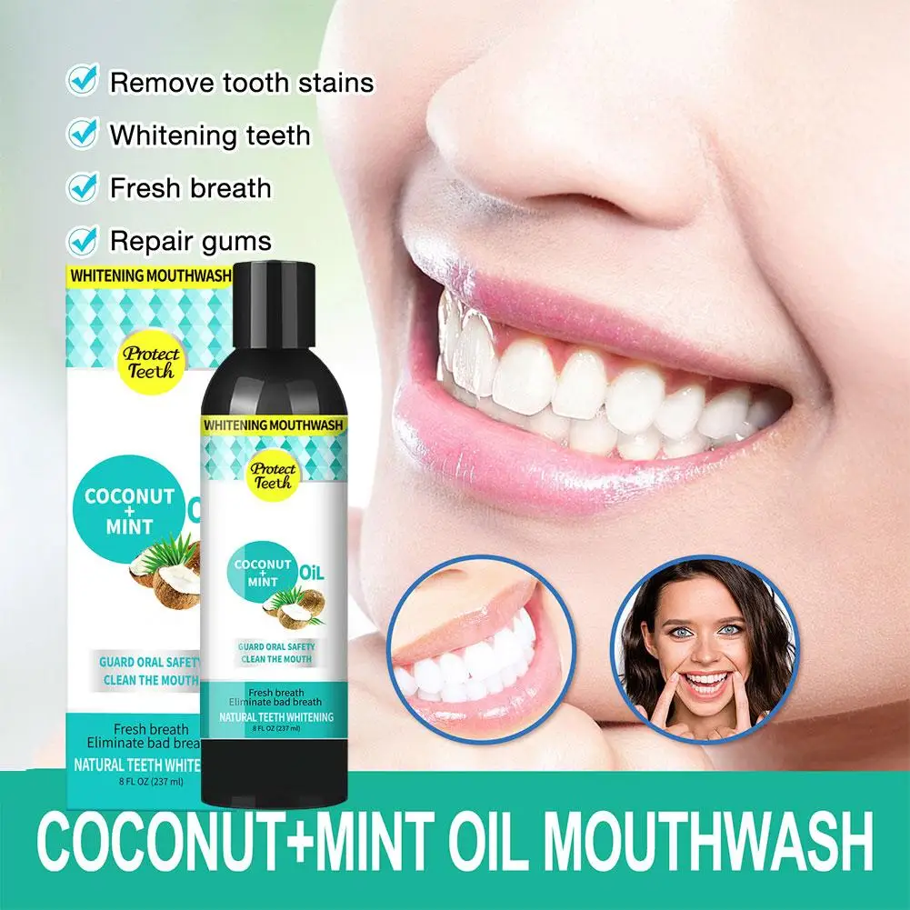 Kelapa Mint minyak tarik pencuci mulut bebas alkohol gigi pemutih gigi segar Oral Breath lidah Scraper Set perawatan kesehatan mulut