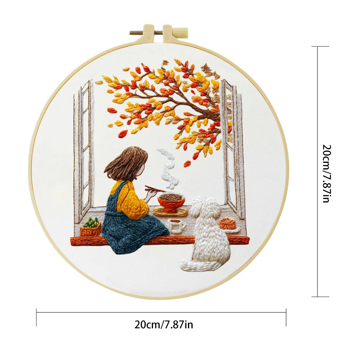 1 Stück 20x20 cm/15x15 cm 7,87/6,3 Zoll Stickerei-Starter-Kit für Mädchen, DIY-Kit, Stickerei-Set für Anfänger, Heimdekoration – Detail 4