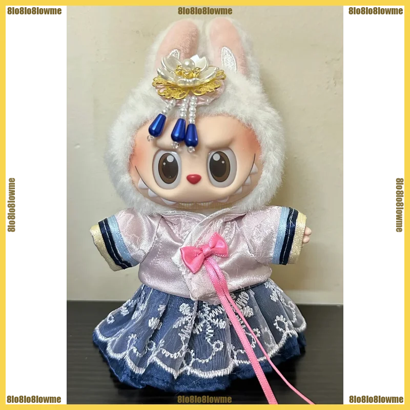 

Милая одежда Labubu, милый головной убор ханбок, платье, комплект из 2 предметов, мини-плюшевая кукла, одежда, модные аксессуары для кукол, подарок