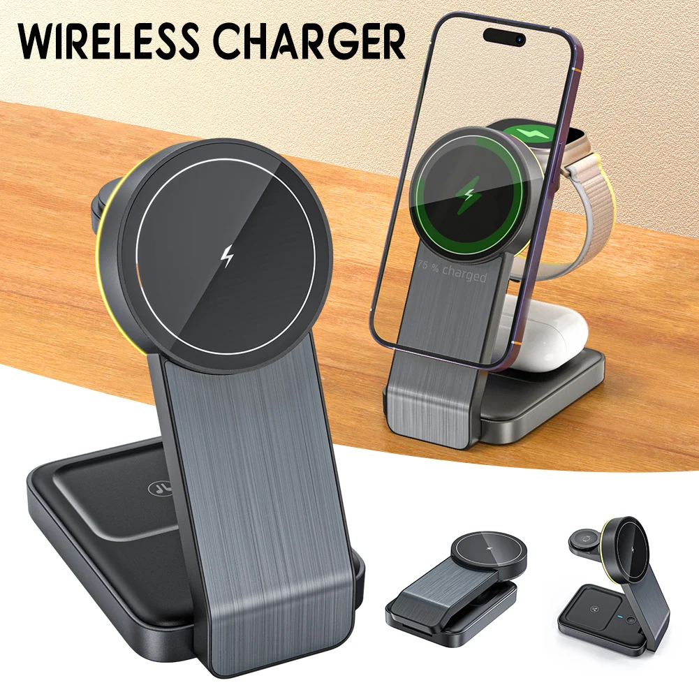 3 in 1 Charging Place Fast Magnetic Wireless Charger Stand Durable Portable Quick Charging Device For Living Room Bedroom