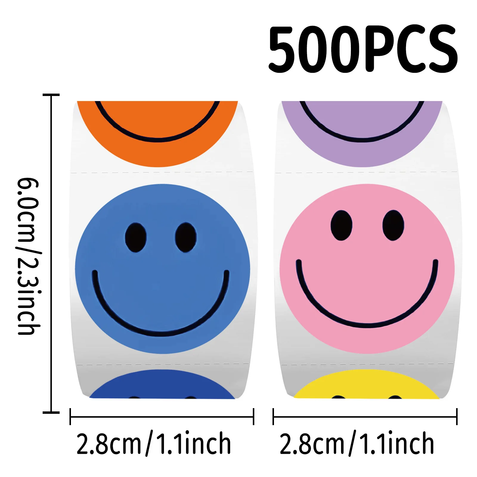 500Pcs/Roll Kids Emotional Reward Smiley Stickers DIY Journal Stationery Sealing Decals for Gift Packaging Notebook Decor