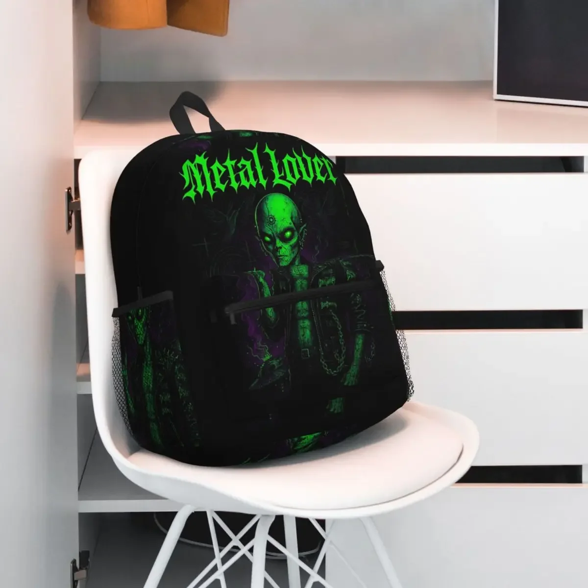 

Металлический любовник Alien Rocker в панк-куртке, рюкзак, рюкзак, большая вместительная детская сумка для книг, школьная сумка, сумки на плечо для мужчин и женщин