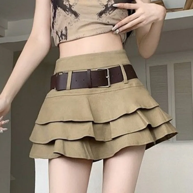 Joker A -line Short Dresses Latest Trendy Miniskirts Hot Girl Cake Skirts Women's Summer Fashion High Waist Slim Solid Color