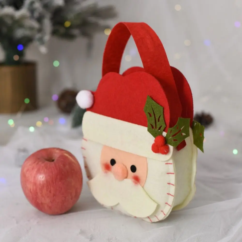 For Children Kids Christmas Tree Decoration Wool Felt Bag With Handle Tote Bag Gift Pouch Christmas Gifts Bag Candy Bag