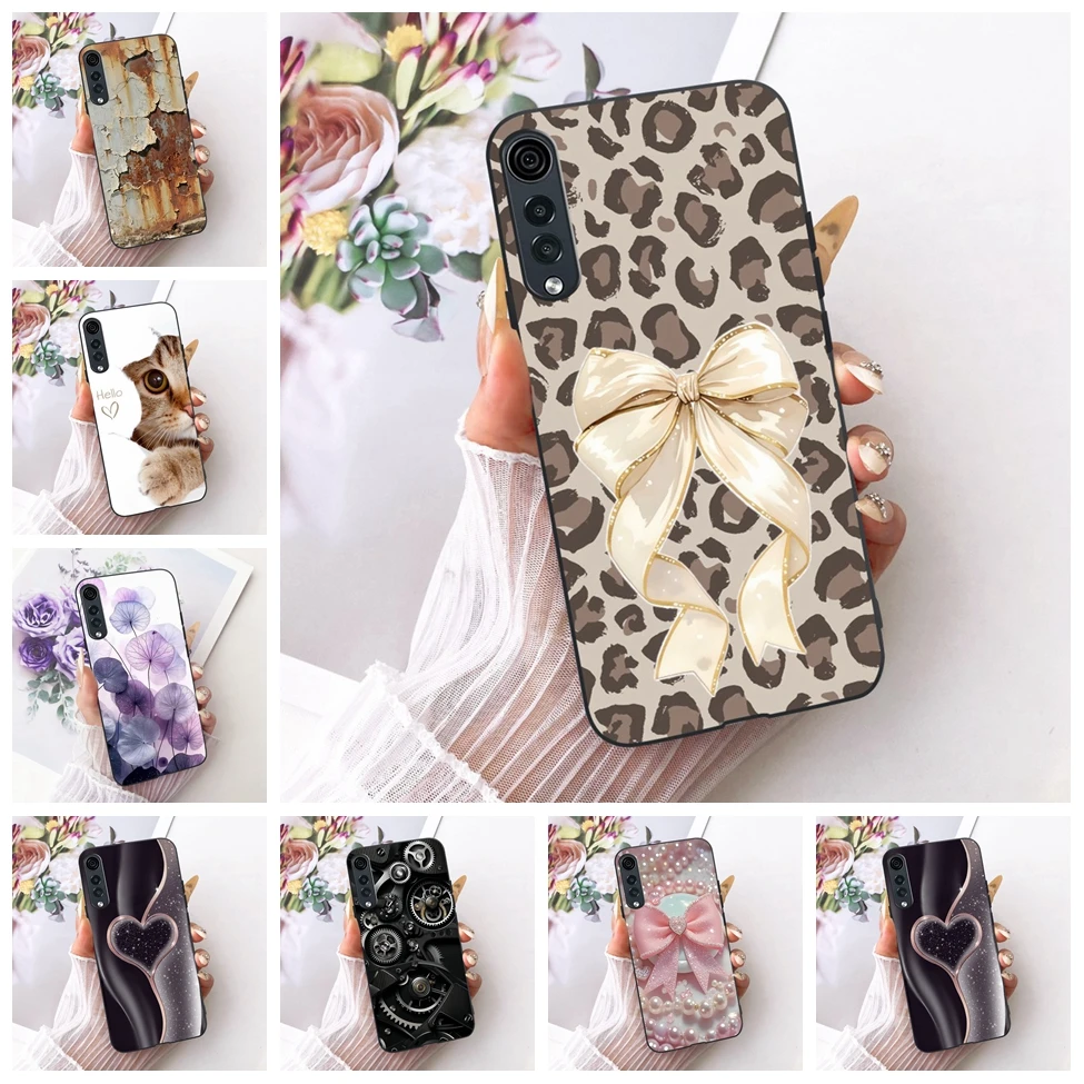 Funda para LG Velvet 4G 5G, Funda para LG Velvet 5G UW, Funda de silicona con diseño de gato, flores de lujo, Funda suave pintada