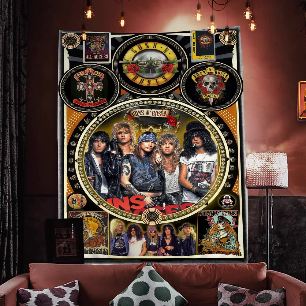 Guns N Roses Rock Band Printed Large Wall Tapestry Hanging Tarot Hippie Wall Rugs Dorm Cheap Hippie Wall Hanging