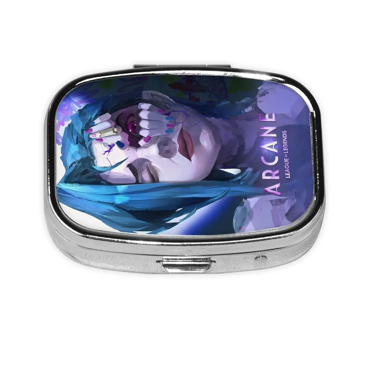 

Квадратные коробки для таблеток J-Jinx, 2 сетки, диспенсер для таблеток, боевая игра, легенды, гранж, эстетический портативный контейнер для хранения лекарств