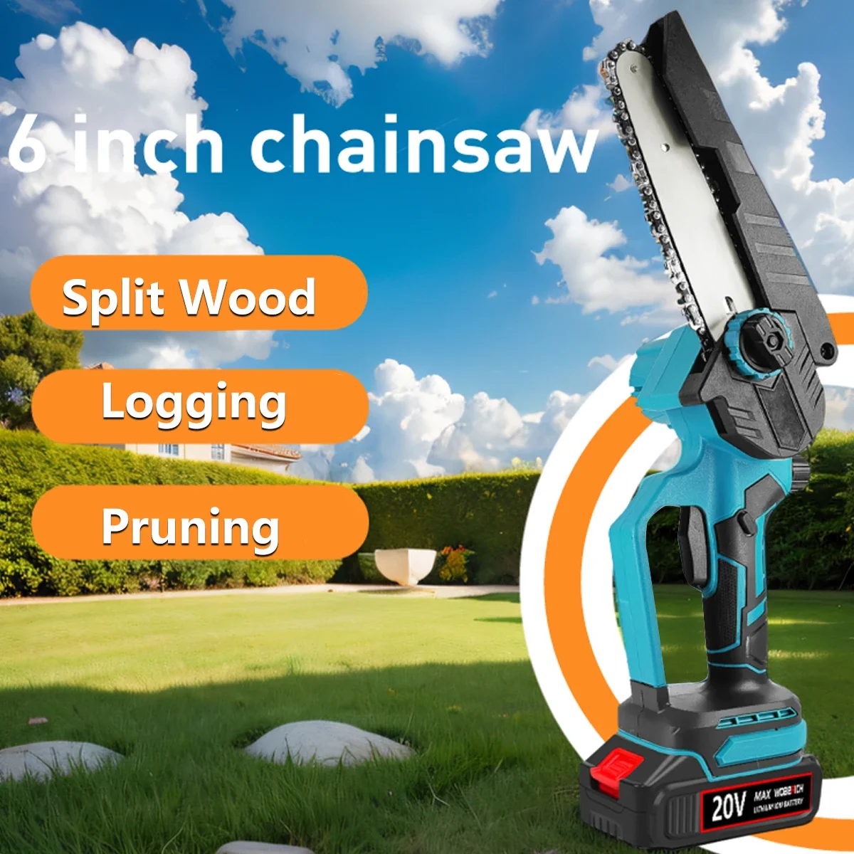 Brushless 6 Inch 21V Mini Powerful Cordless Electric Chain Saw Woodworking Handheld Pruning Chainsaw Garden Cutting Tool