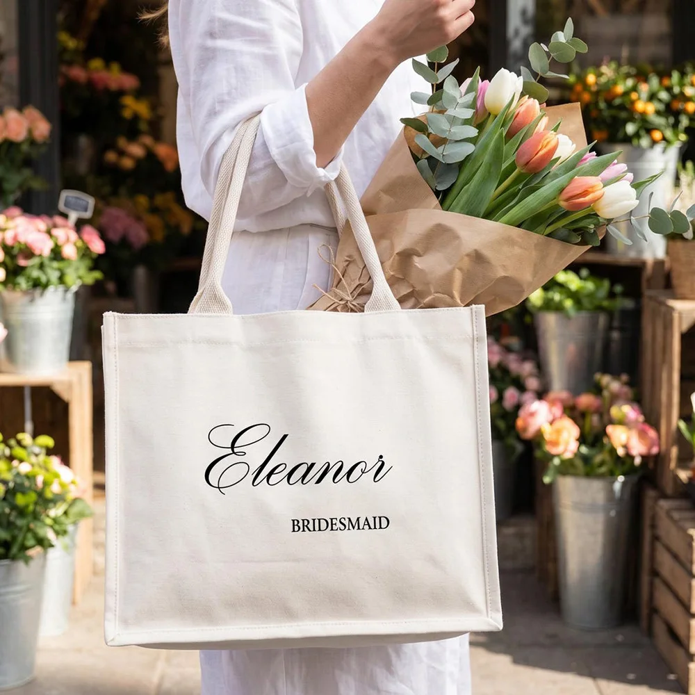 

Custom Simple Tote Bag Washable Minimalist Style Big Capacity for Office Travel Beach Party Grocery Commute