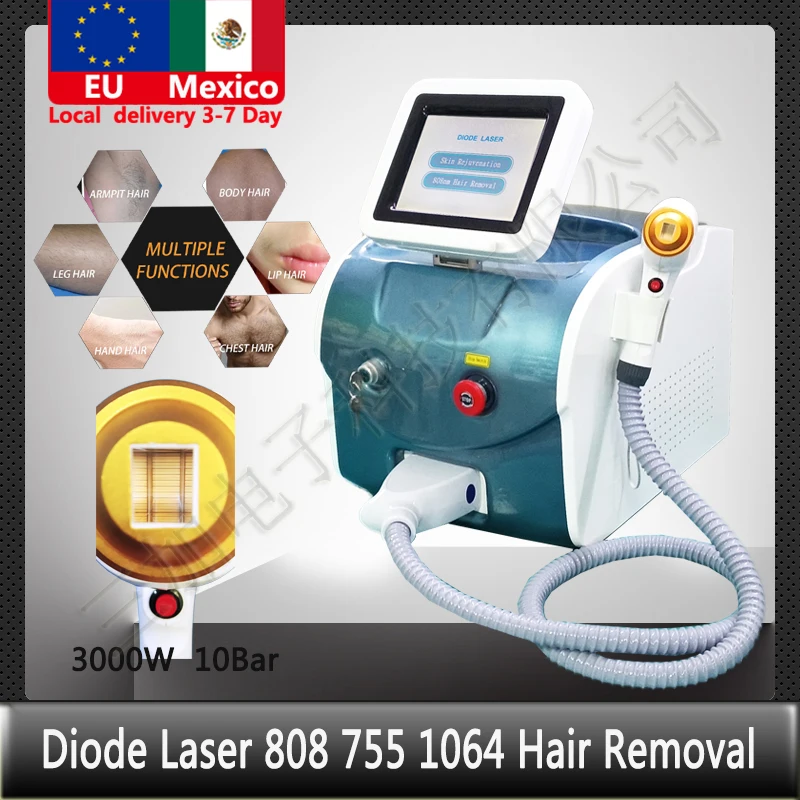 Local Shipment 5000W Newest 755Nm 808Nm 1064Nm 3 Wavelength  Diode Laser Hair Removal Machine For Salon