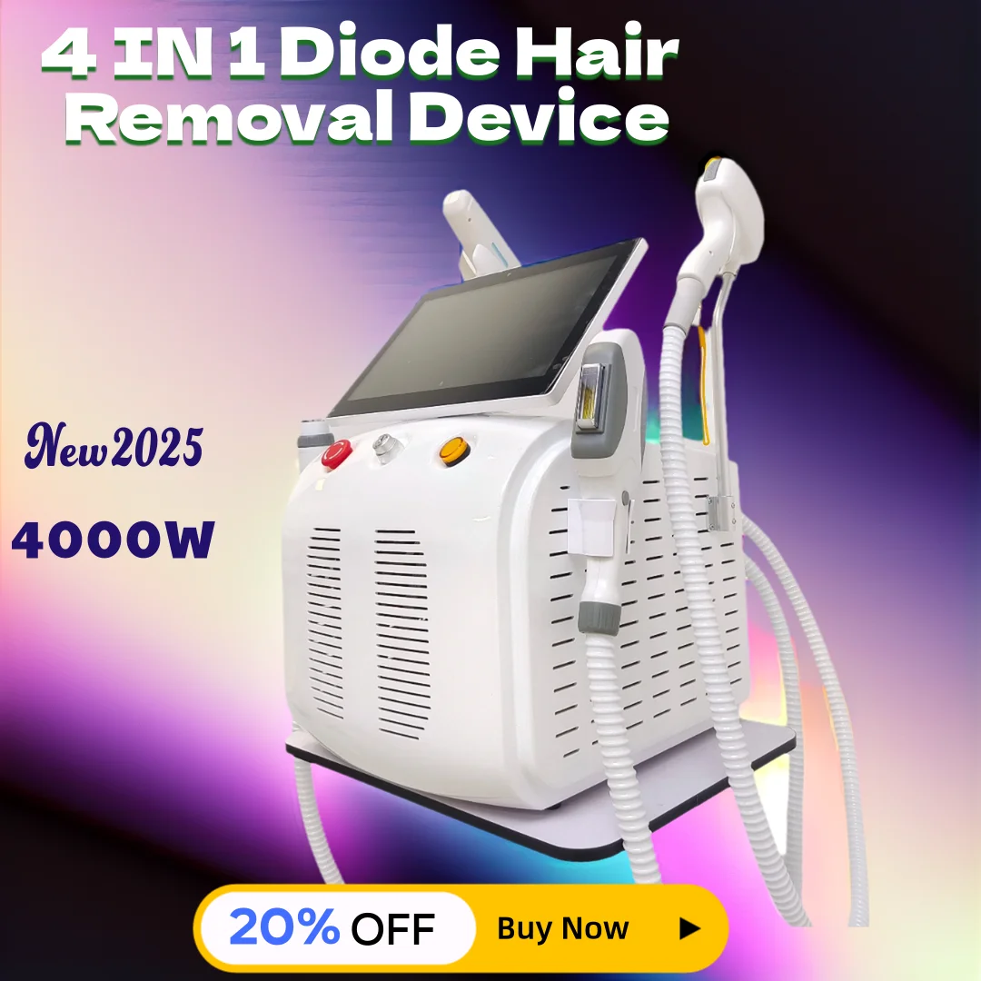 

4in1 Soprano Titanium Ice Platinum RF Diode 755 808 940 1064nm 4 Wave Laser ND:YAG Machine Painless Hair Removal Machine 4000W