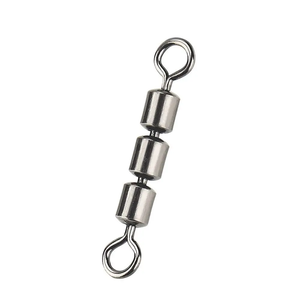 10PCS High Speed 3 Roller Swivels Triple Bearing Rolling Quick Connect Fishing Barrel Swivels Stainless Steel Lightweight