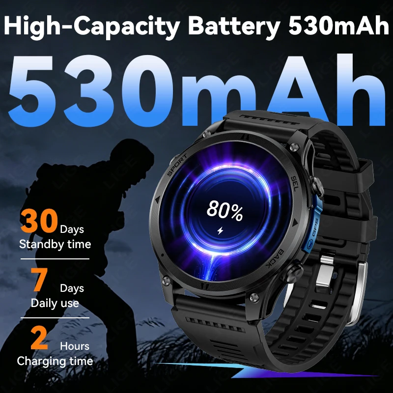 2026 New GPS Offline Map Smart Watch IP68 Waterproof Real-time Route Navigation Clock Man Outdoor Military Smartwatch For Men