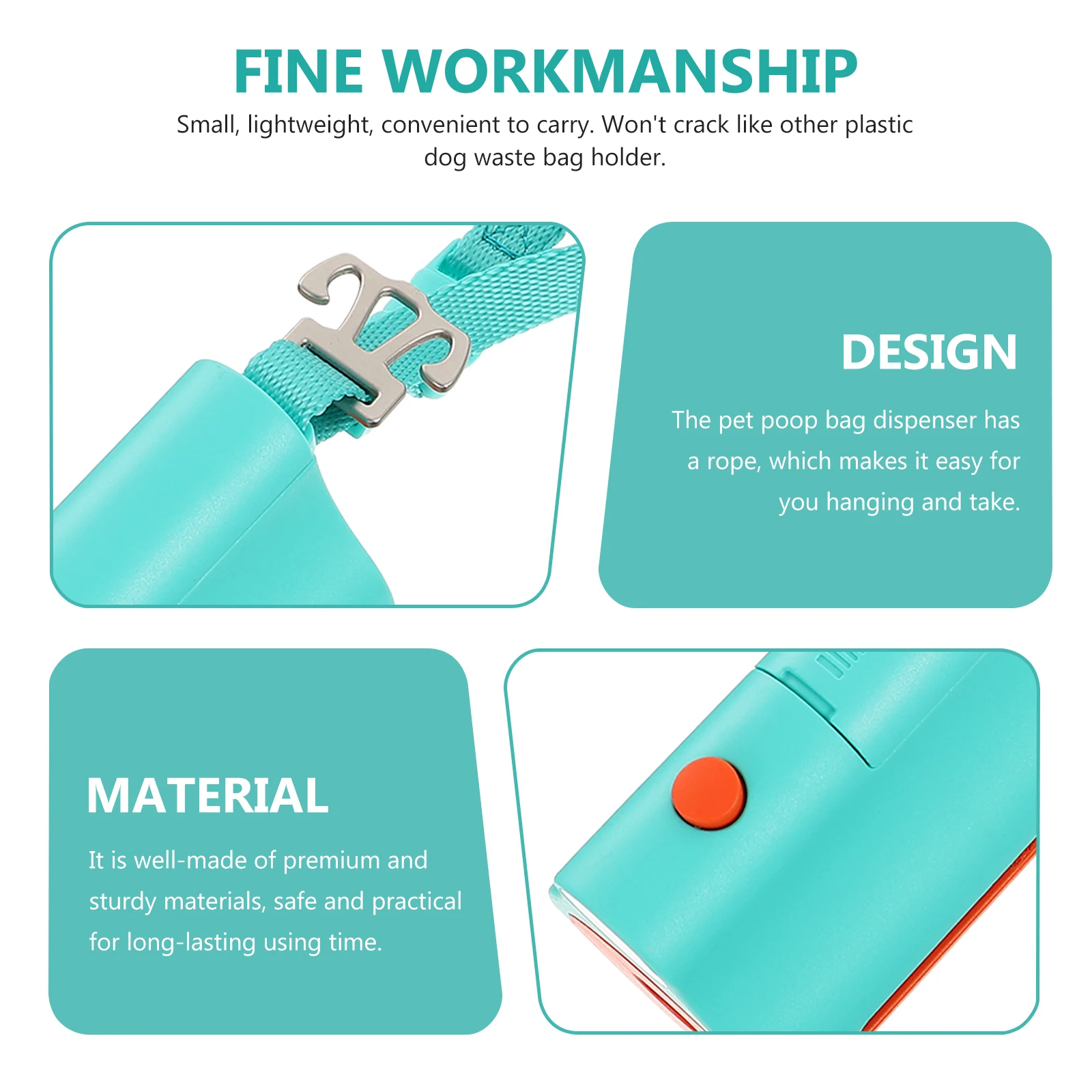 موزع أكياس أنبوب الحيوانات الأليفة، حامل نفايات الكلاب المتين، محمول للمشي في الهواء الطلق، خفيف الوزن مع مصباح يدوي بحبل متوافق