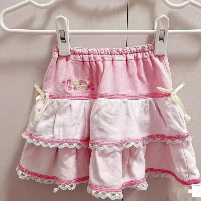 Bow Y2K Dresses Embroidery Japan Remake Mz Piano Naka Cute Soft Girl Embroidery Lace Skirt Puff Skirt A-line Half Body Dress New