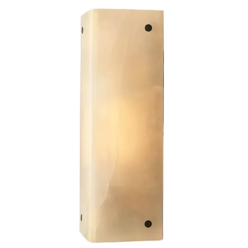 for Rectangle Wall Lamp with Steel Frame Hand Carved Stone Fixture for Hallway Bedroom or Living Room