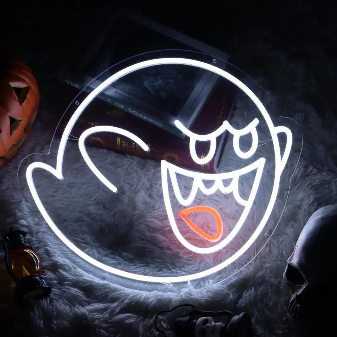 

Boo Neon Sign,Ghost Led Neon Light,Gaming Neon Sign for Kids Game Room Man Cave Decor,Dimmable Acrylic LED Neon Sign