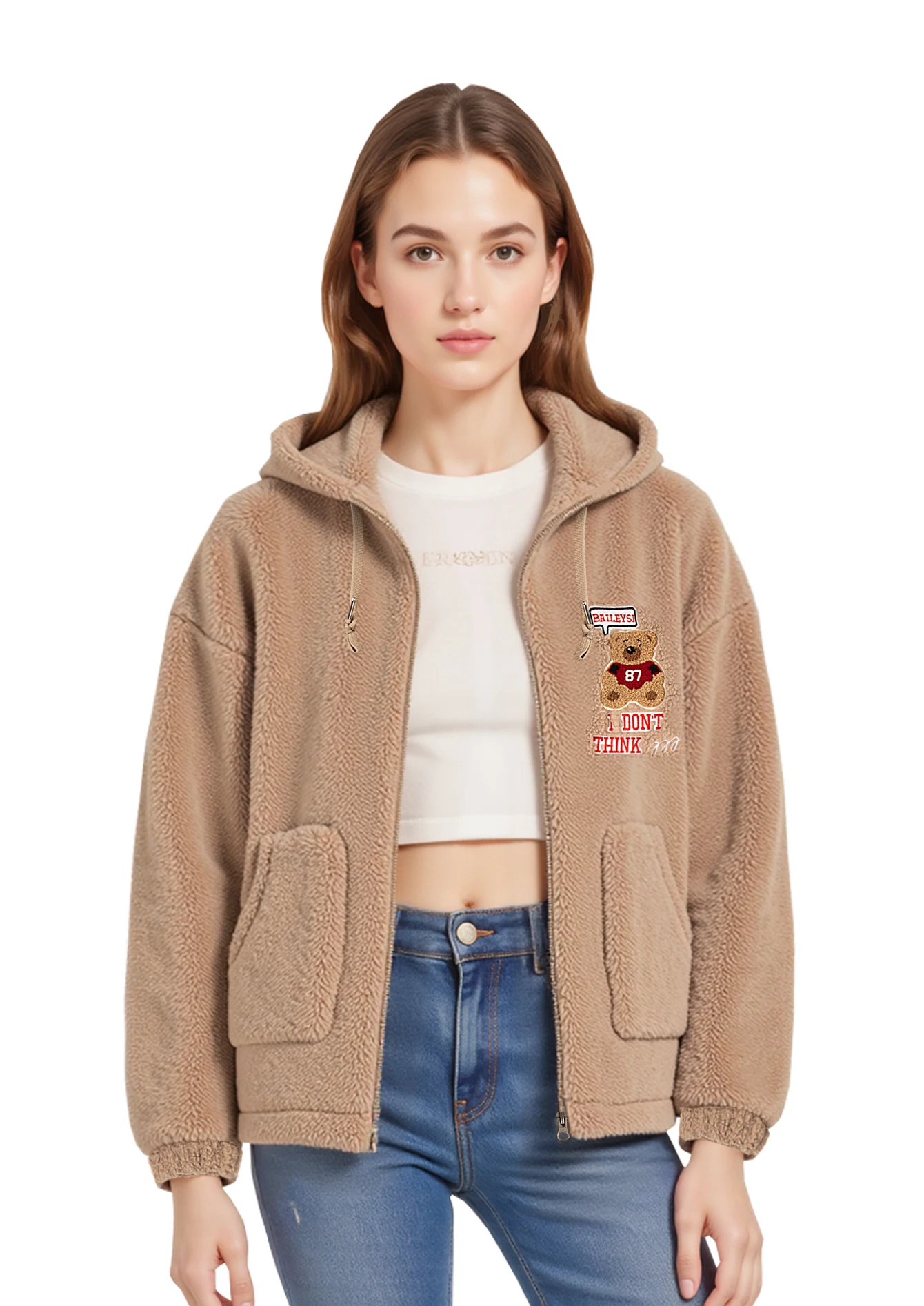 

Женское свободное флисовое пальто с милыми медвежьими ушками и капюшоном, теплая осенне-зимняя повседневная одежда для женщин