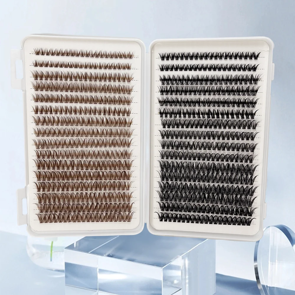 640 PCS Faux Eyelashes Cluster 40D Curled 9-16mm Mixed Natural Eyelash Extension 3D Strip Personal Eyelash Makeup Tool