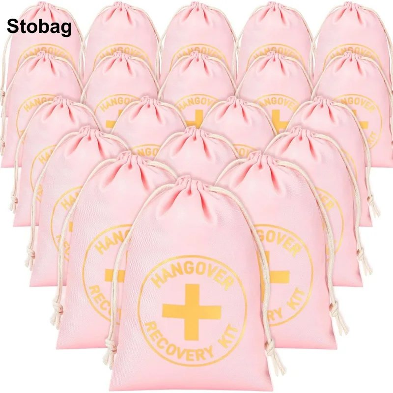 

StoBag 50pcs Wholesale Hangover Kit Bags Drawstring Cotton Bundle Pocket Packaging Small Storage Pouch Wedding Birthday Party