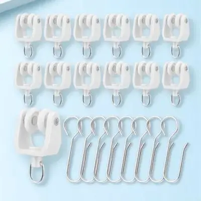 30 pçs cortina pista planadores reutilizáveis longa vida útil suave slide redução de ruído plástico ferro trilhos gancho acessórios