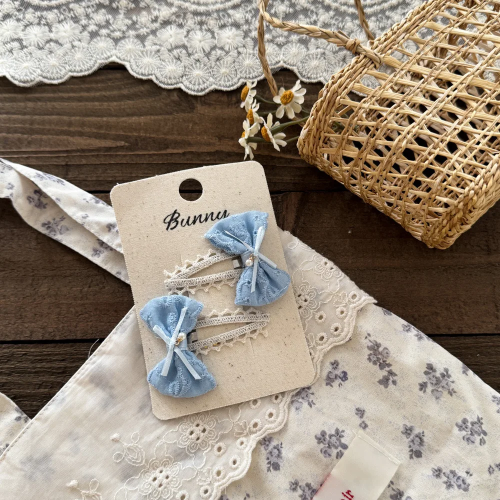 

Тканевые кружевные заколки для волос, 2 шт., корейские заколки BB для девочек, челка с бахромой, нежные нескользящие заколки свежего дизайна