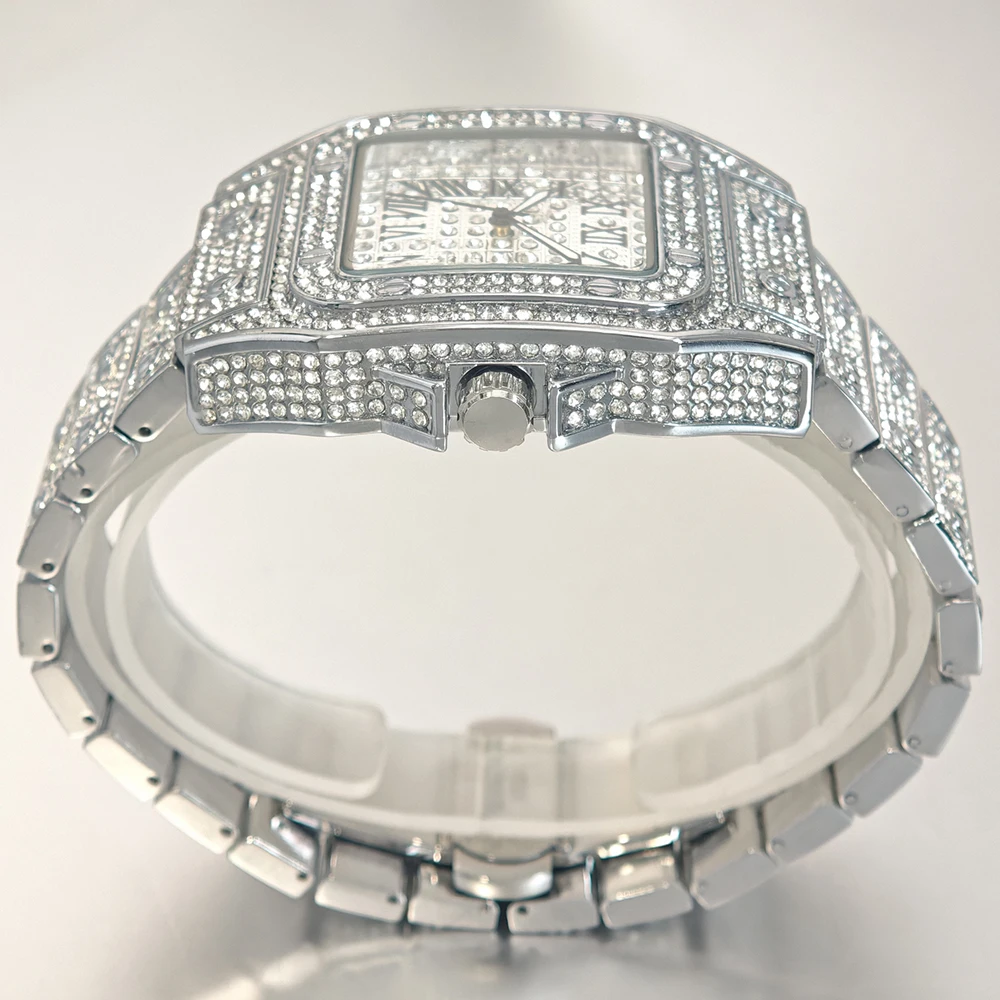 2025 핫세일 아이스드 워치 남성용 패션 방수 쿼츠 시계 남성 힙합 풀 다이아몬드 주얼리 손목시계 드롭쉬핑