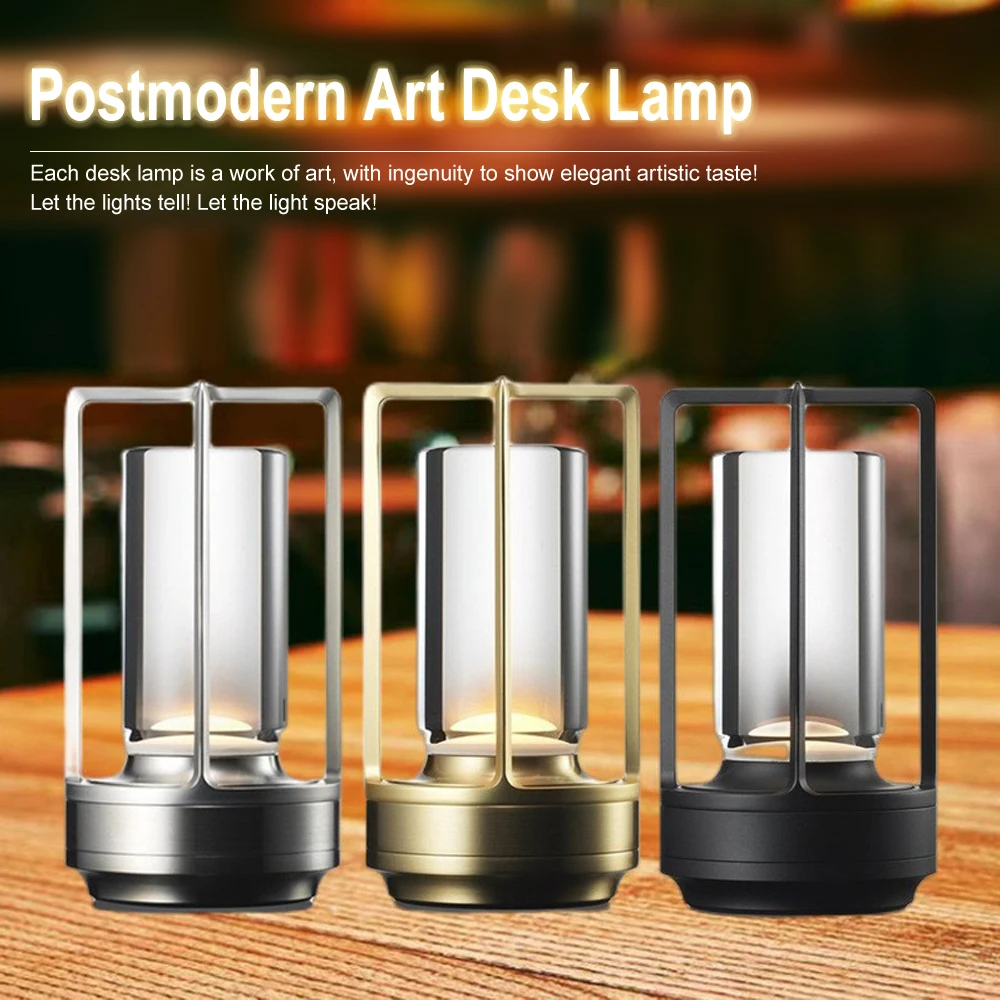 

LED Cordless Table Lamp Industrial Style Metal Desk Lamps Outdoor Camping Atmosphere Light Indoor Bedroom Creative Night Lights