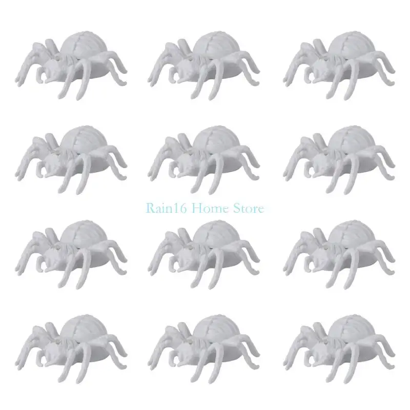 02DB 12Pcs Glowing Spiders LED Light Illuminated Spiders Night Light Decoration for Table Window Home Party Decoration