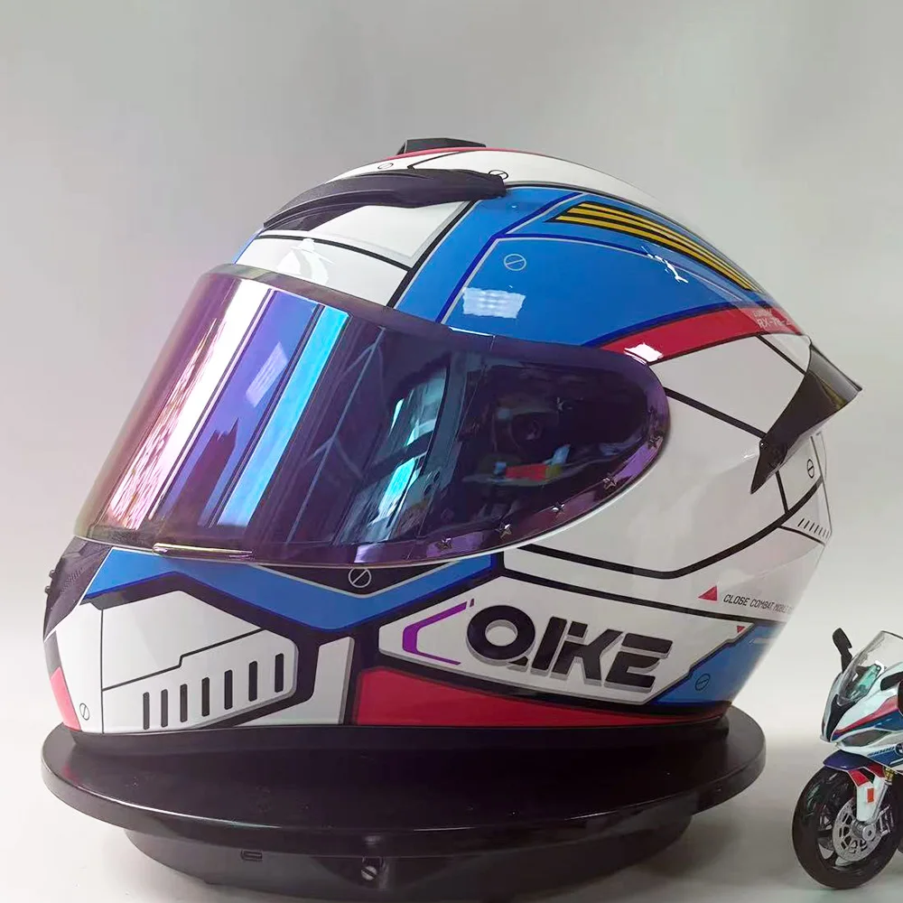 DOT Certified Unisex Motorcycle Full Face Helmet for Couples Racing Street Riding Fog Resistant Mechanized Style Four Seasons