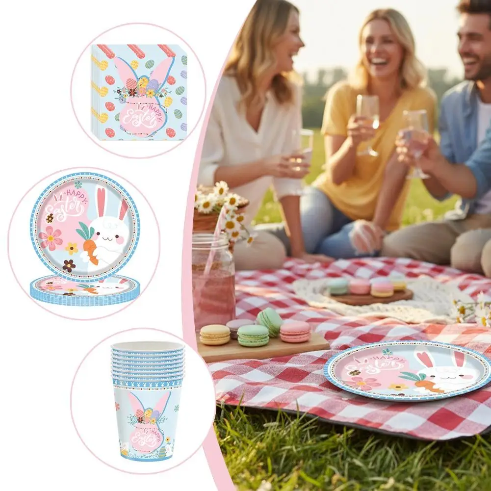 

Пасхальные бумажные тарелки, салфетки и баннер с цифрами, одноразовая посуда, пасхальные украшения 2026, подарки для детей