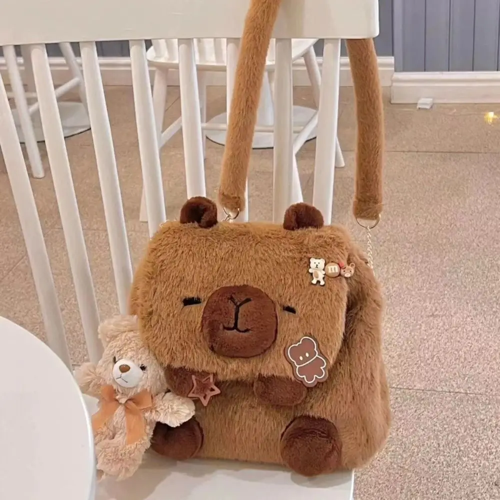 Capybara peluche Capybara poupée sac à dos simplicité dessin animé Campus sac à bandoulière femmes sac à bandoulière motif Animal sac femmes