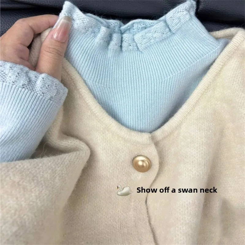 Women's Mid-Weight Knitted Sweater Half High Collar Soft Combed Knit Top Autumn Winter Fashionable Slim Fit Inner Wear Tunic
