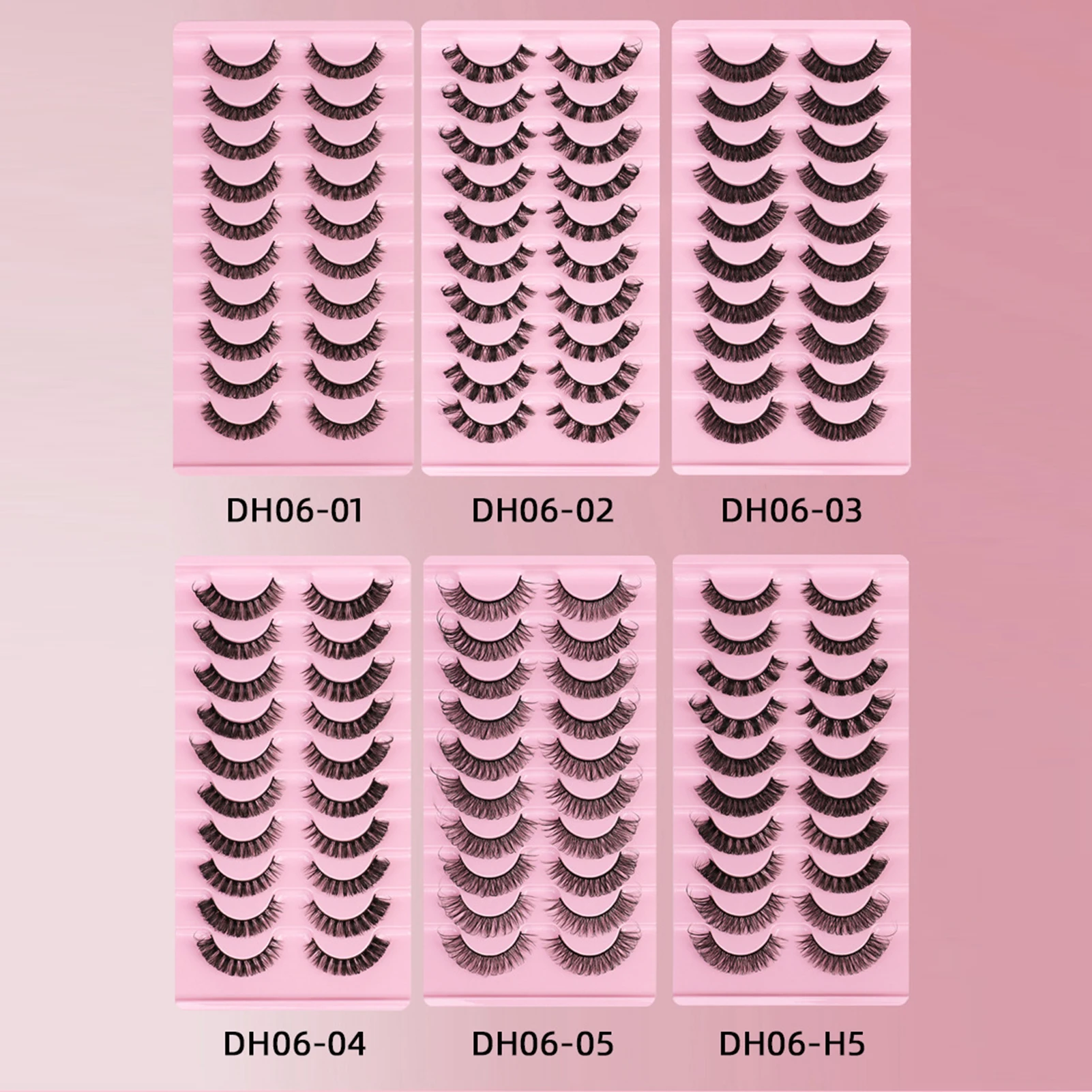 10ペア ロング DIY ロシアンカーリングつけまつげ 3Dカーブ 厚め 人工まつげ 女性用 メイクツール 取り外し簡単