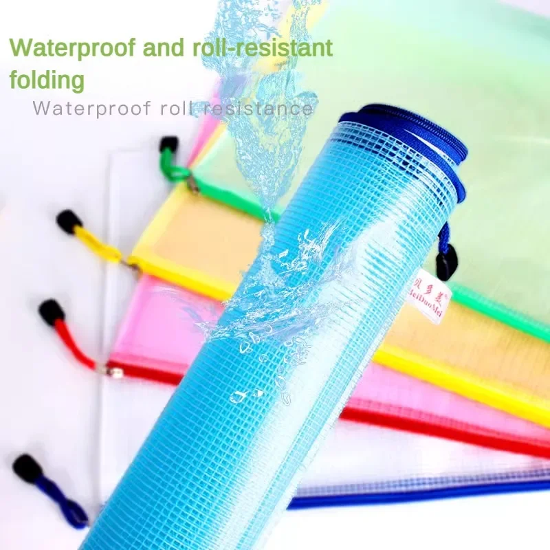 Bolsa de malla transparente para documentos, bolsa de almacenamiento con cremallera de datos, B5, papel de prueba para estudiantes, bolsa de dibujo para oficina, impermeable, 10 piezas