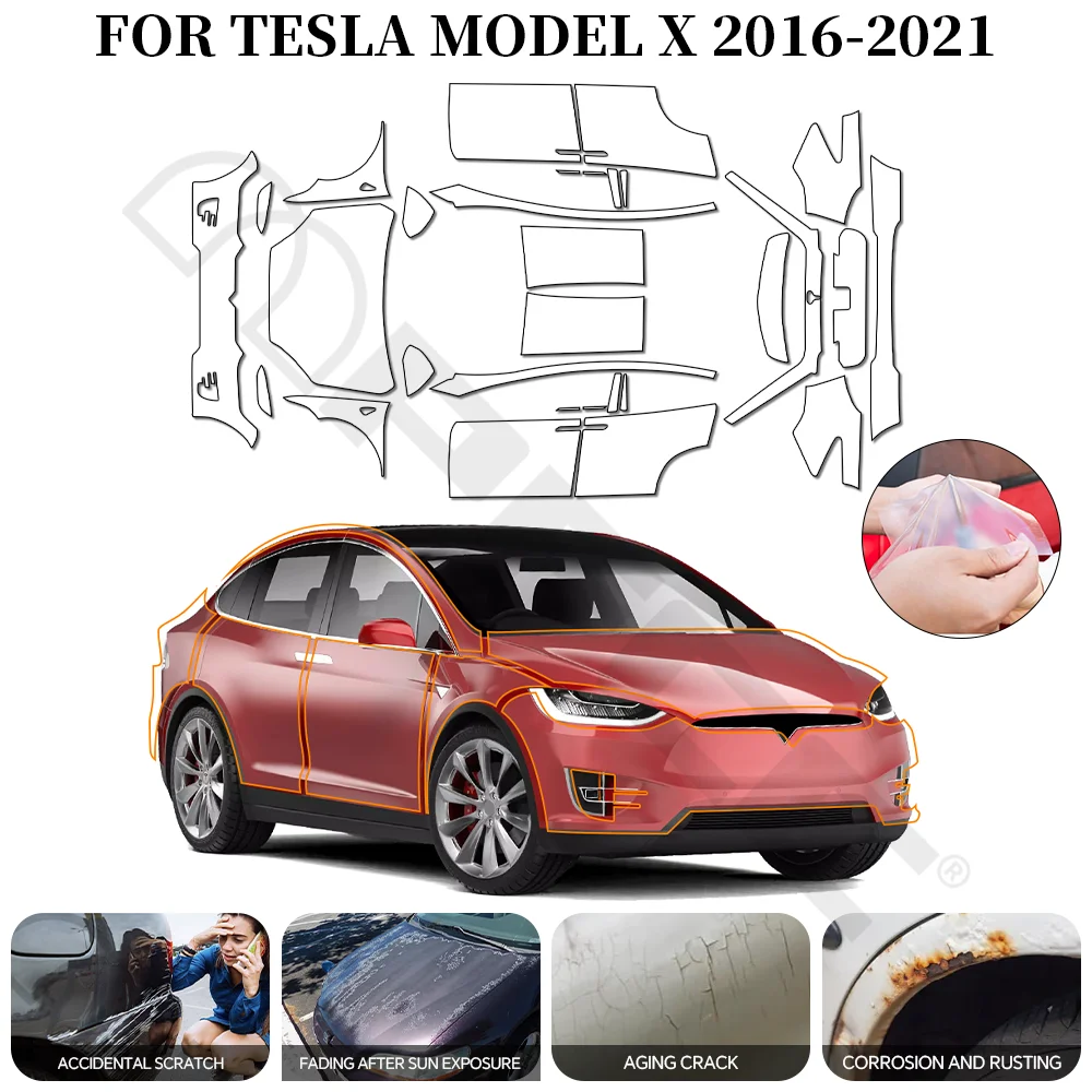 

Для Tesla Model X 2016-2021 Автомобильная пленка из ТПУ, предварительно вырезанная 9 мил, защитная пленка для краски, полная автомобильная защитная пленка PPF от царапин
