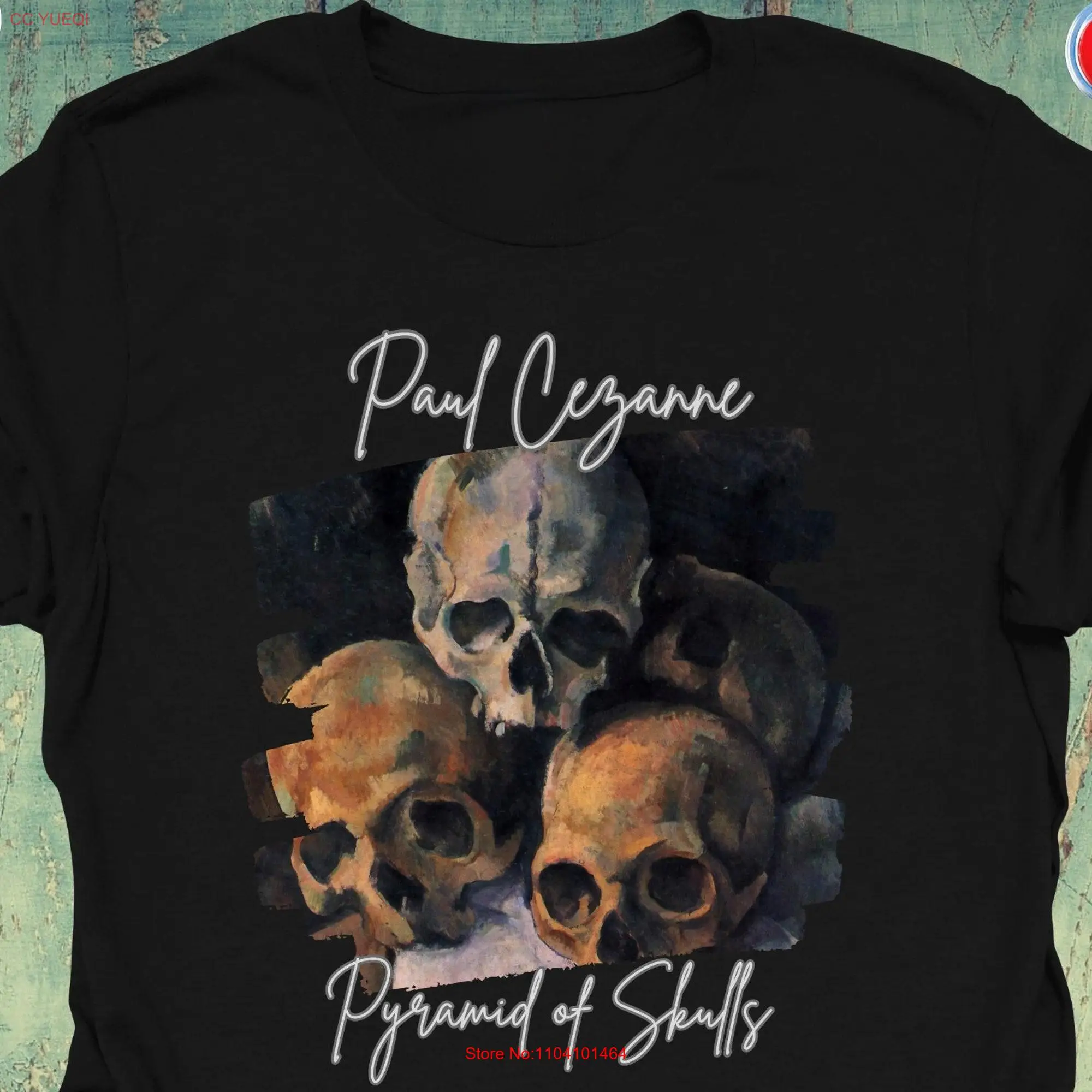 Paul Cezanne T Shirt Pyramid of Skulls Wearable Art Painting Artsy Artwear Trending Bestseller Artist for Men and Women