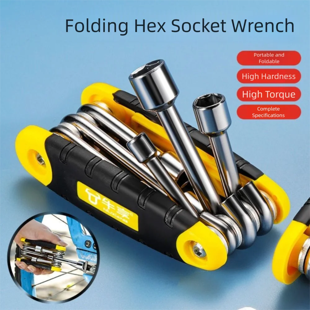 

Standard Folding Allen Wrench Set High Hardness Portable Socket Wrench 5-12mm High Torque Hex Nut Driver Set Home