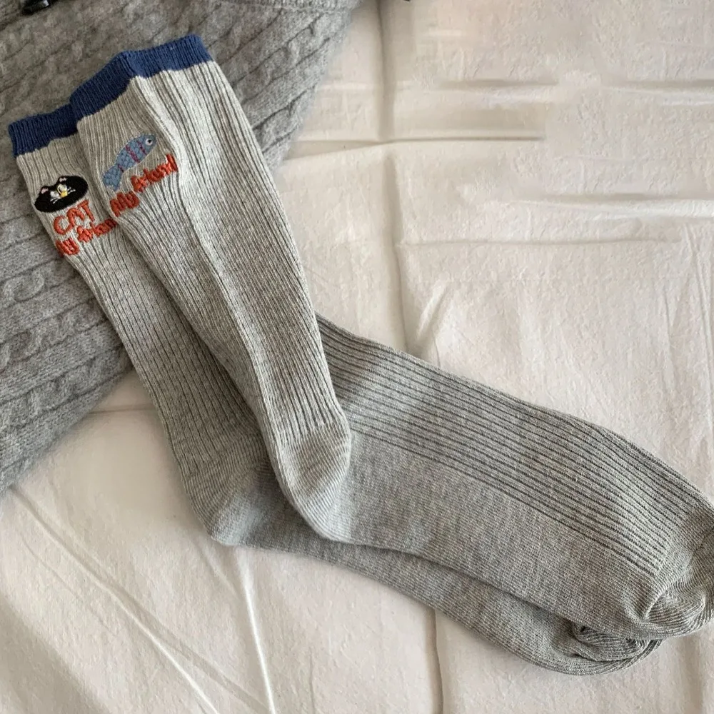 

Comfortable Cartoon Cat Mid Tube Socks Sweat Absorbing Three-Dimensional Couples Sock Soft Breathable Sports Socks for Men Women