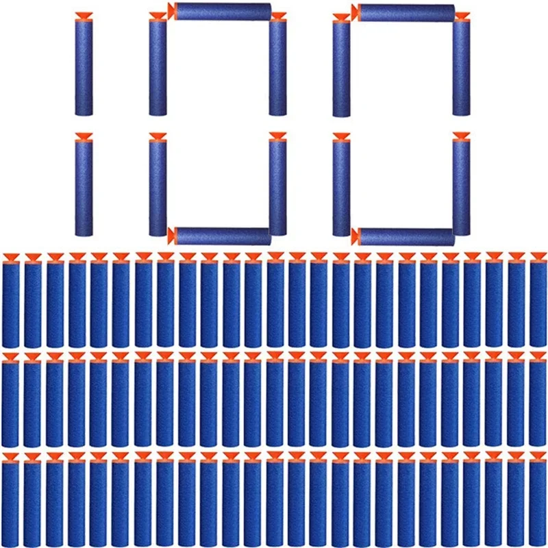 100/300PCS Blue Sucker Head Bullets 7.2cm Nerfs N-strike Elite Series Blasters Foam EVA Refill Darts Kids Toy Guns Accessories