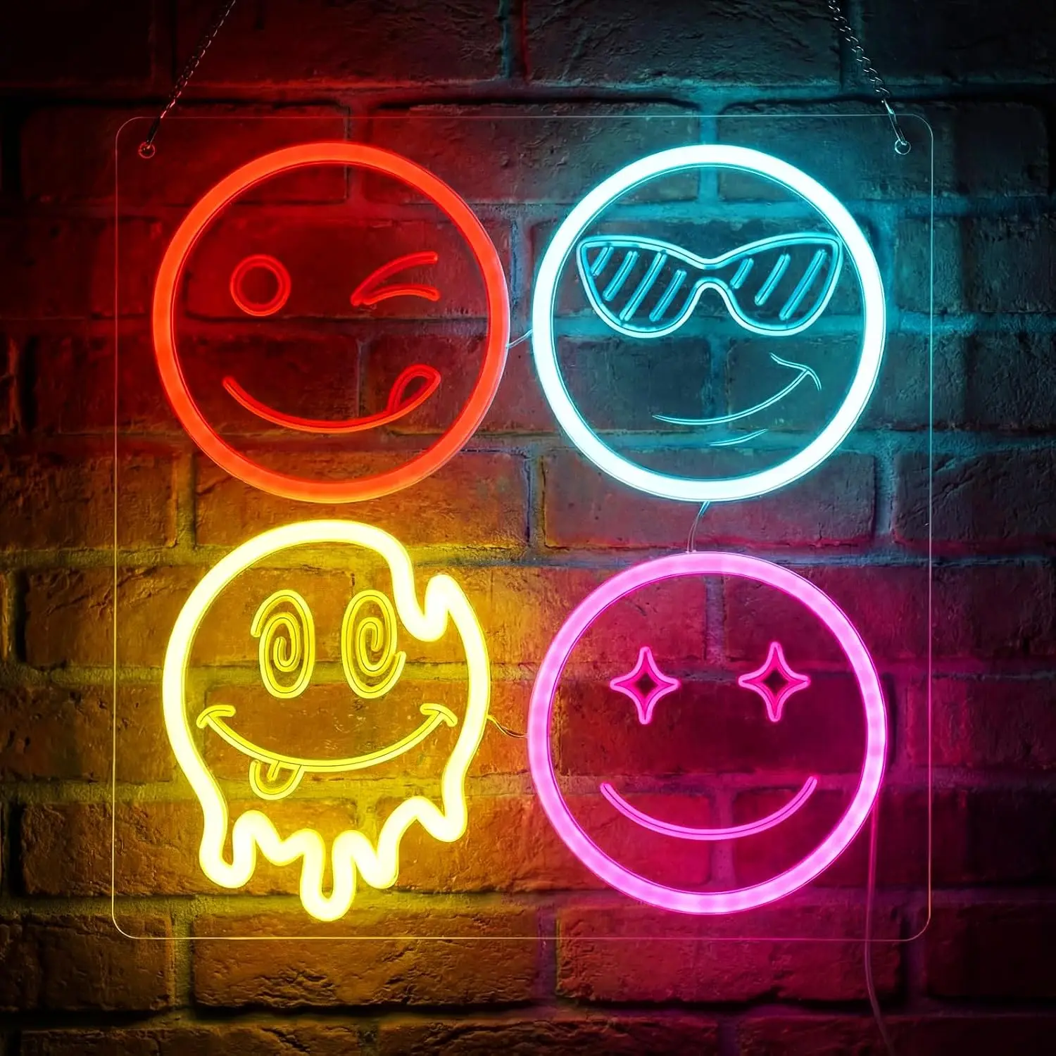 Cute Smiley Face LED Neon Sign Emoji USB Neon Light Wall Art For Bedroom Dorm Bar Party Home Wall Hanging Decoration Gift