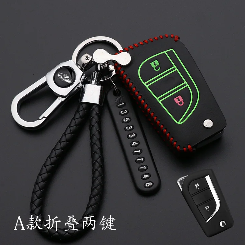 

2 Button Leather Car Remote Key Fob Shell Cover Case For Toyota Auris Corolla Avensis Verso Yaris Aygo Scion TC IM 2015 2016