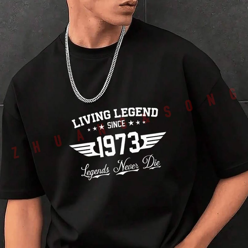 

SINCE 1973 Pattern Printed Motorcycle T-Shirt Men Hip Hop Streetwear Unisex Casual Fashionable Short Sleeve Tops