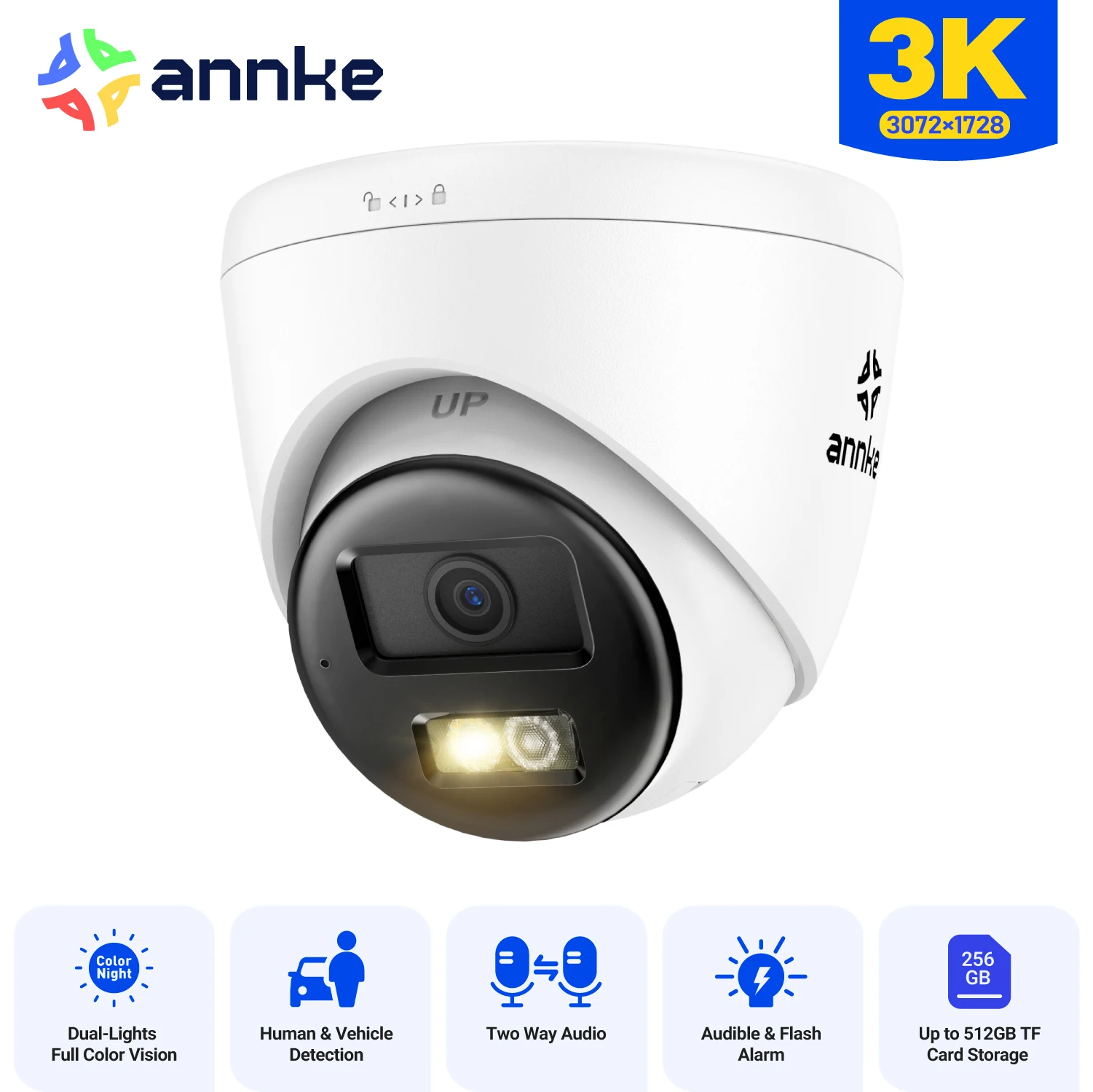

Annke C500X H.265+ 5MP IP Camera 2-Way Audio HD Color Night Vision poe camera outdoor 2.8MM CCTV Video Security Camera For NVR