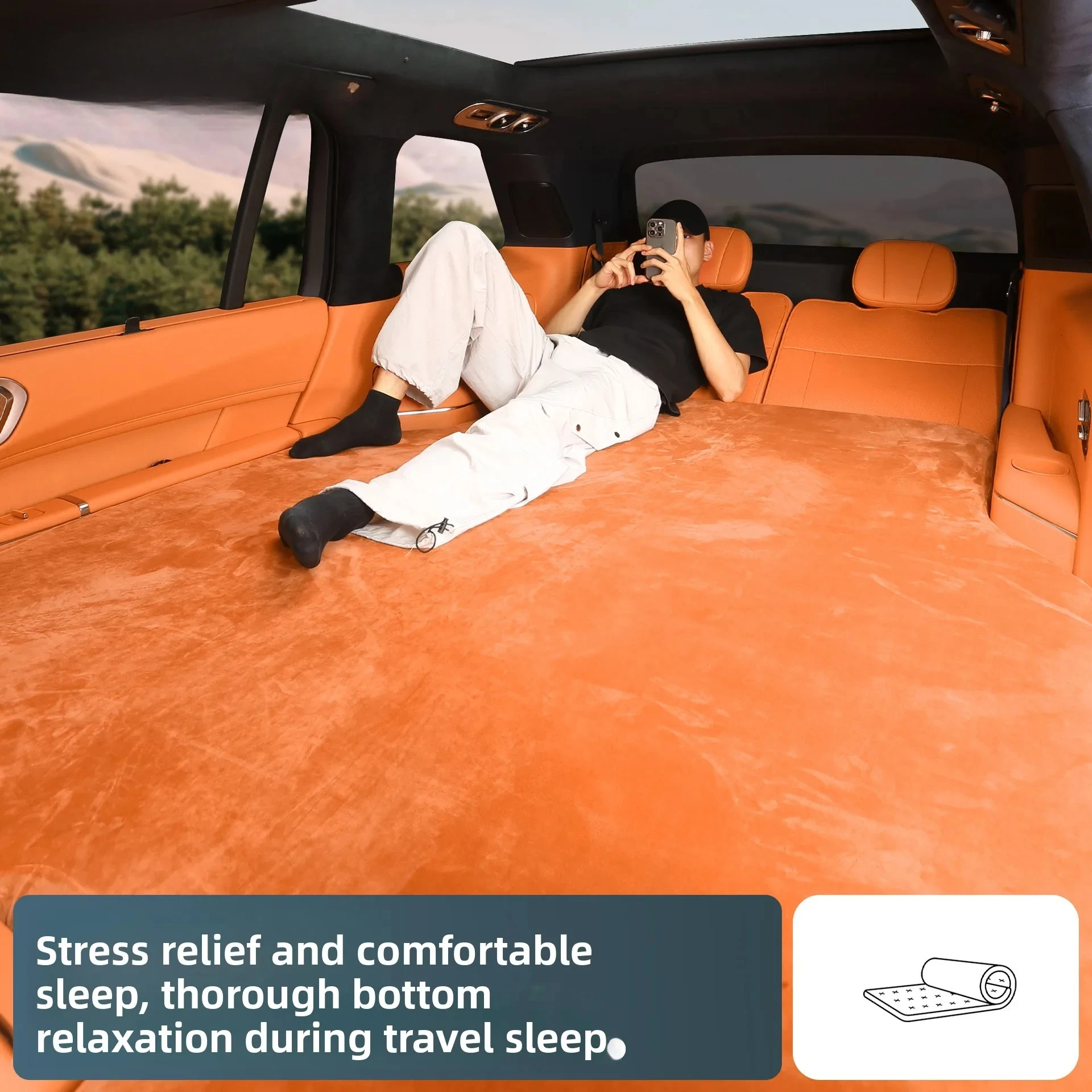 Car Inflatable Mattress For Lynk & Co 900 2025 2026 Suede Rear Trunk Travel Bed Sleeping Rest Cushion Outdoor Camping Mattress