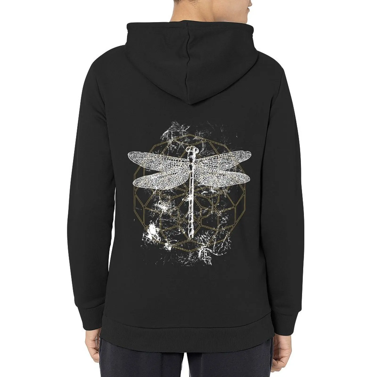 

Dragonfly Ornament White Gold Hoodie korean style clothes clothes for men mens clothing winter clothes designer hoodies