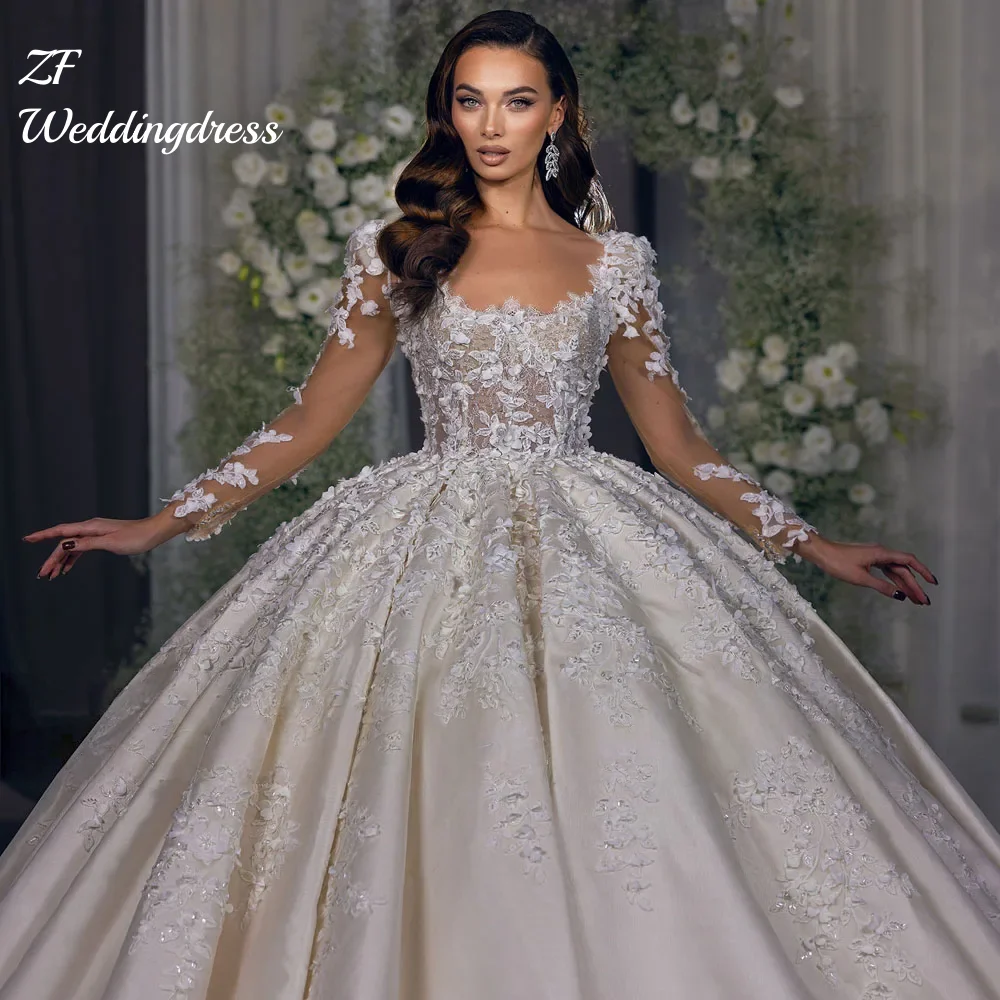 Angepasst Prinzessin Ballkleid Brautkleider Spitze Stickerei Für Frauen Matte Satin Robe De Mariee Vestido De Novia