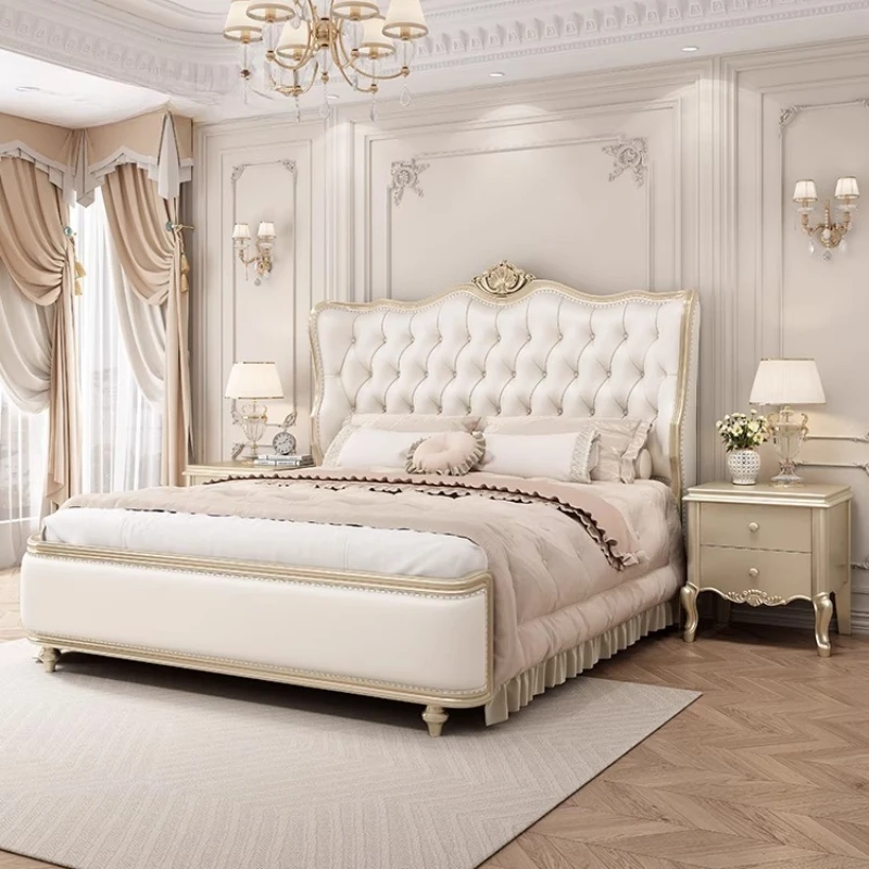 

Unique Luxury Double Bed Design Decoration Items White Wooden Frame Double Bed King Size Japanese Cama Queen Size Furniture Home