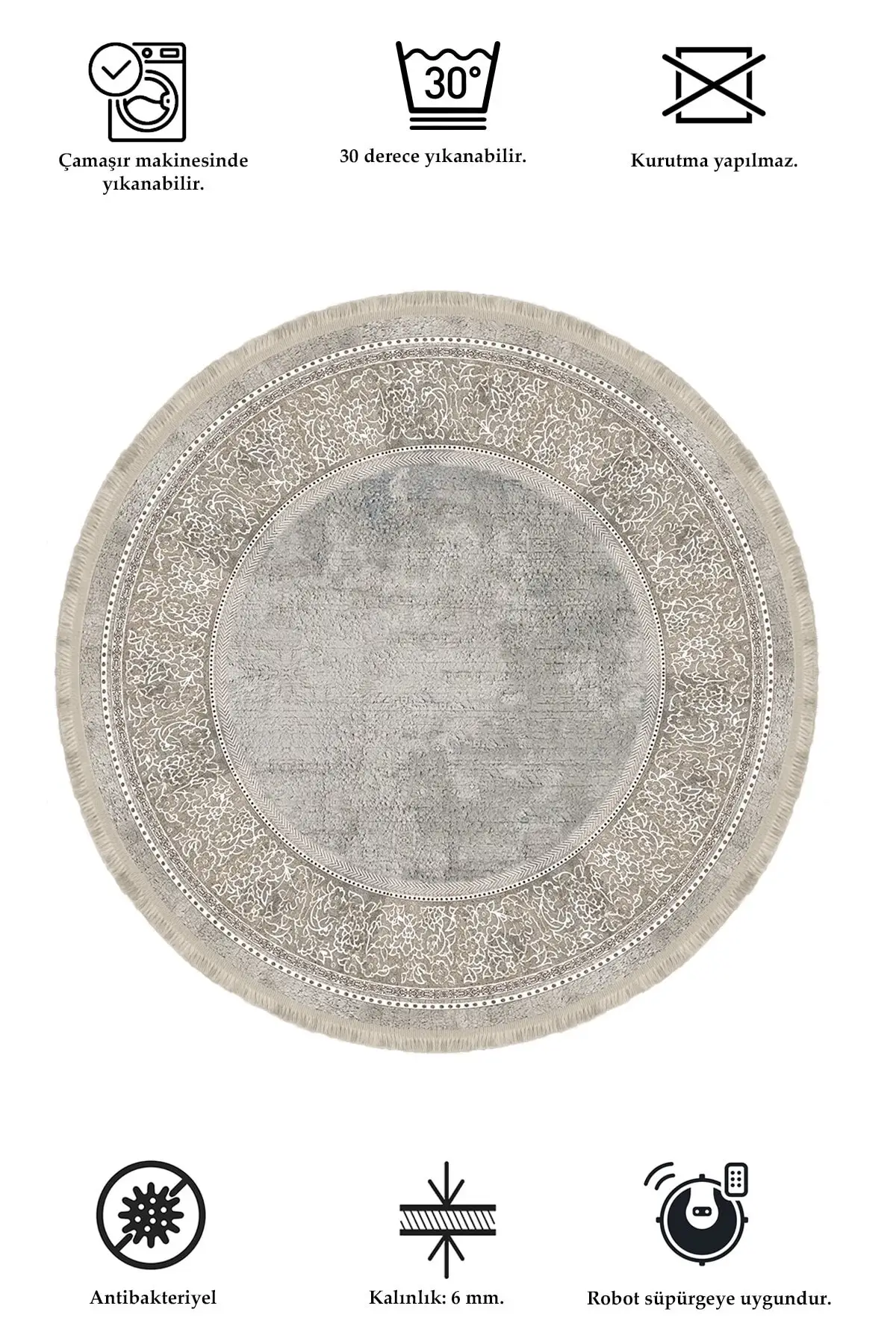 

DOLBOVI Vintage digital printing washable non-slip floor stain resistant round hall carpet